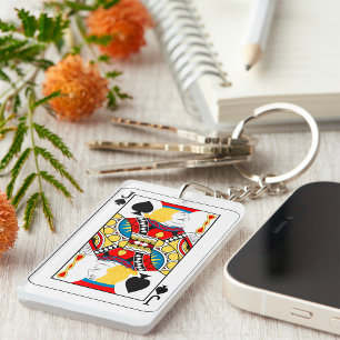 Klassische Pokerkarte Bube Pik Schlüsselanhänger