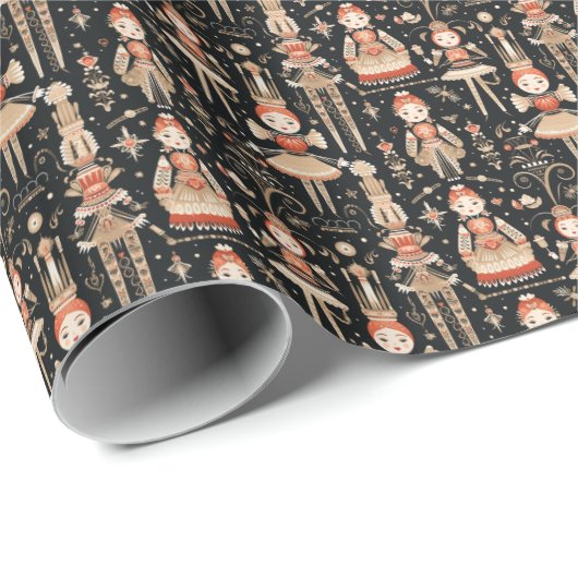 Klassische Polichinelles, Nutcracker Ballet Geschenkpapier (Rolleneckpunkt)