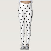 Klassische Polka-Punkt-Leggings - Weiß/Schwarzes Leggings (Vorderseite)