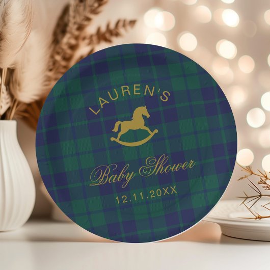 Klassische Polo Rocking Horse Gold Kariert Baby Du Pappteller