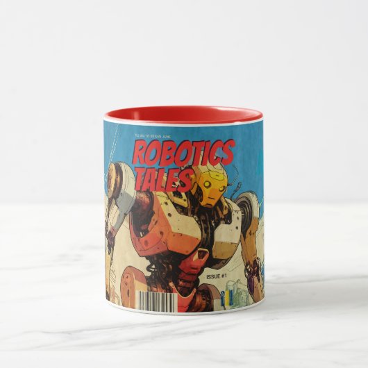 Klassische Pop-Art-Sci-Fi-Comic-Roboter-Cover Tasse (Zentrum)