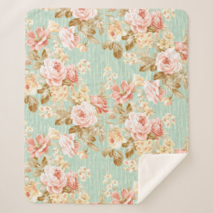 Klassische Populäre Blume Nahtloses Muster im Hint Sherpadecke