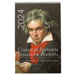 Klassische Portraits von 12 Komponisten, 2024 Kalender