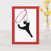 Klassische Pose der Luftschleife in Rot und Schwar Karte (Gelbe Blume)