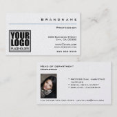 Klassische Premium Perle Weiß mit Logo und Foto Visitenkarte (Vorne/Hinten)