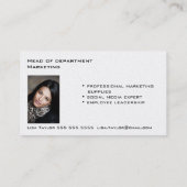 Klassische Premium Perle Weiß mit Logo und Foto Visitenkarte (Rückseite)