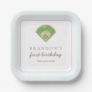 Klassische Preppy-Baseball-Erstgeburtstag-Rookie E Pappteller
