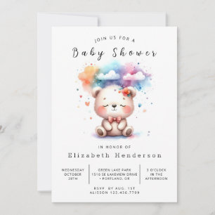 Klassische Printable Bear Baby Dusche Einladung