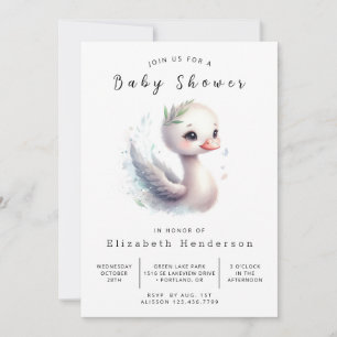 Klassische Printable Swan Baby Dusche Einladung