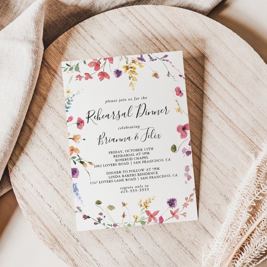Klassische Probe Wild Floral Abendessen Einladung
