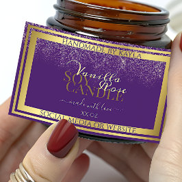 Klassische Produktverpackungsmarken Lila und Gold Rechteckiger Aufkleber