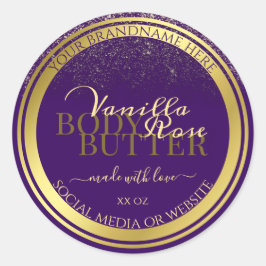 Klassische Produktverpackungsmarken Lila und Gold Runder Aufkleber