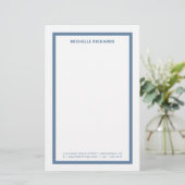 Klassische professionelle staubblaue Rand-Papeteri Briefpapier (Stehend Vorderseite)