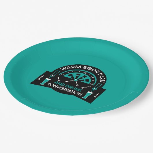 Klassische Pub Darts Pappteller (Schrägansicht)