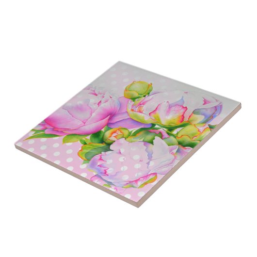 Klassische Punkte mit rosa, blühenden Pinien Fliese (Seite)