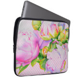 Klassische Punkte mit rosa, blühenden Pinien Laptopschutzhülle (Vorne Rechts)