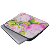 Klassische Punkte mit rosa, blühenden Pinien Laptopschutzhülle (Vorne Knopf)