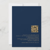 Klassische QR Code Navy Gold Script Einladung Hoch (Rückseite)