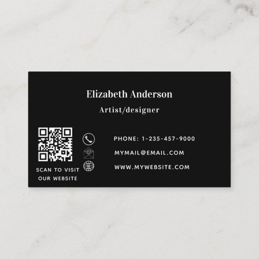 Klassische QR-Code-Website von Black Gold Visitenkarte (Rückseite)