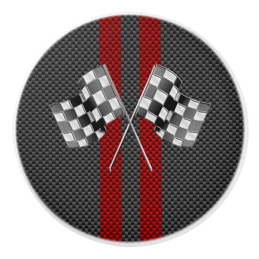 Klassische Racing Flags Streifen im Carbon Fibre S Keramikknauf (Vorderseite)