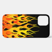 Klassische Racing-Flammen auf schwarz Case-Mate iPhone Hülle (Rückseite (Horizontal))