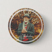 Klassische Rahmen Einfaches Foto Beerdigung Gedenk Button (Vorderseite)