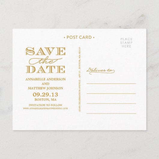 Klassische Rahmen Save the Date Postkarte (Rückseite)