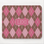 Klassische Raute braun / rosa Diamantmuster und Na Mousepad (Vorne)