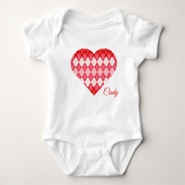Klassische Raute Herz Big Heart Rot und Rosa Baby Strampler