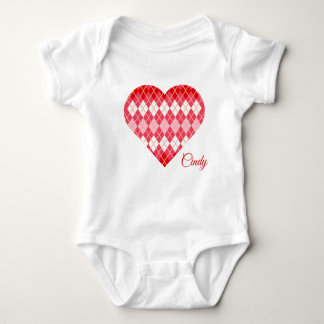 Klassische Raute Herz Big Heart Rot und Rosa Baby Strampler