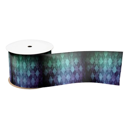 Klassische Raute Vintag blaues Rautenmuster Satinband (Spule)