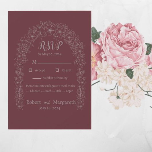 Klassische Red Blume Wedding Gate Response Card RSVP Karte