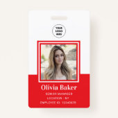 Klassische Red Corporate Name Name Name Mitarbeite Ausweis (Vorderseite)