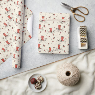 Klassische Red Ladybugs mit Regenbooten Geschenkpapier
