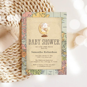 Klassische Reise Welt Baby Shower Einladung