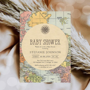 Klassische Reise Welt Baby Shower Einladung