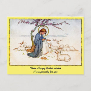 Klassische religiöse Jesus-mit-Lämmern-Ostergrüße Feiertagspostkarte