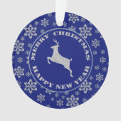 Klassische Rentierblauer Schneeflocke Ornament (Vorderseite)