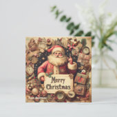 Klassische Retro-Abbildung Santa Claus Feiertagskarte (Stehend Vorderseite)