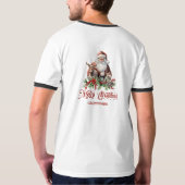 Klassische Retro-Abbildung Santa mit Rentier T-Shirt (Rückseite)