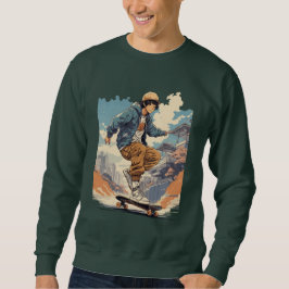 Klassische Retro-Animation Japanischer Skateboarde Sweatshirt