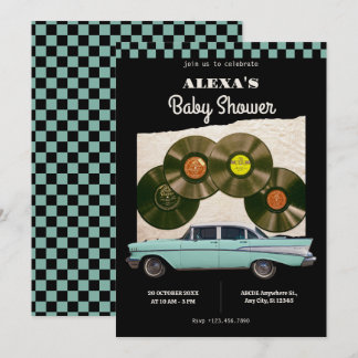 Klassische Retro-Babydusche Einladung