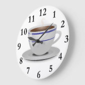 Klassische Retro Café-Kaffeetasse-weiße blaue Große Wanduhr (Winkel)