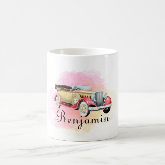 Klassische Retro Car Individuelle Name Tasse (Mittel)