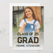 Klassische Retro-Foto-Lässig-Graduierungspartei Einladung (Vorne/Hinten)