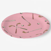 Klassische Retro Golf Golfer Clubs Balls Muster Ro Pappteller (Schrägansicht)