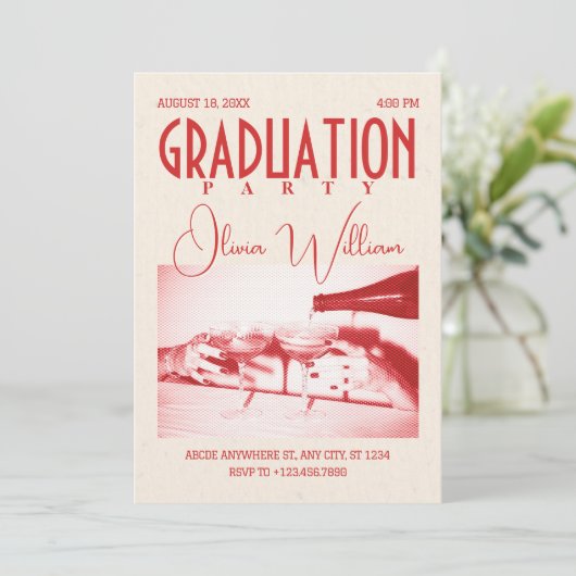 Klassische Retro-Graduierungspartei Einladung (Stehend Vorderseite)