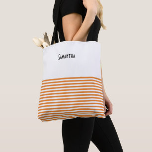 Klassische Retro Orange weiße horizontale Streifen Tasche
