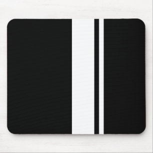 Klassische Retro Schwarz-Weiß-Rennwagenstreifen Mousepad