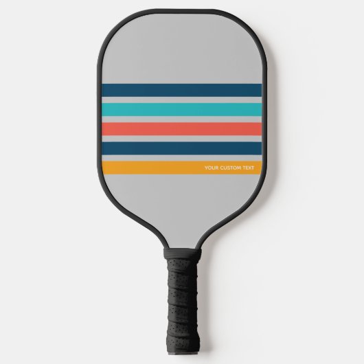 Klassische Retro Streifen Personalisiert Text Pick Pickleball Schläger (Vorderseite)